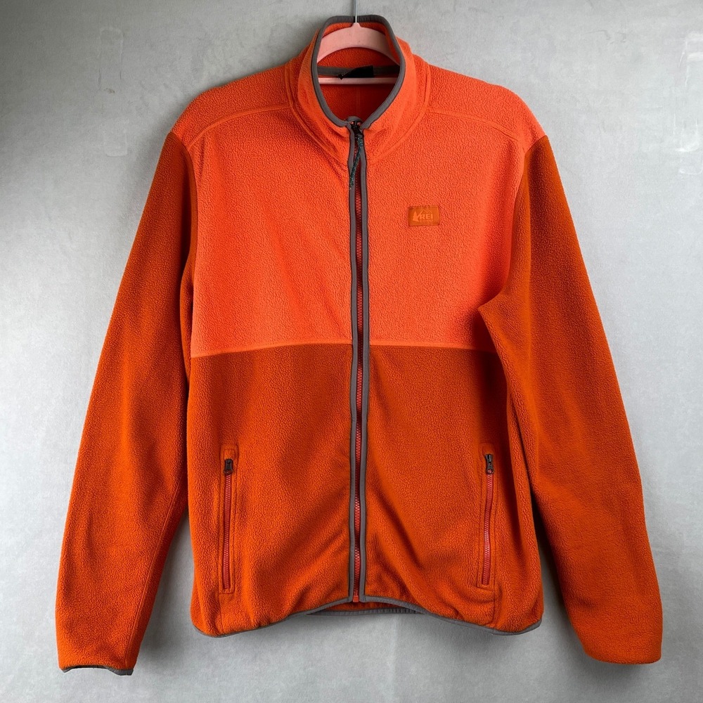REI Co-op Groundbreaker Fleece Jacket Mens M‎ Orange Full Zip 24009-F23 Gorpcore